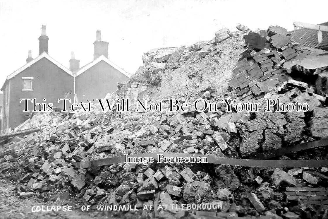 NF 3636 - Collapse Of Windmill At Attleborough, Mill, Norfolk