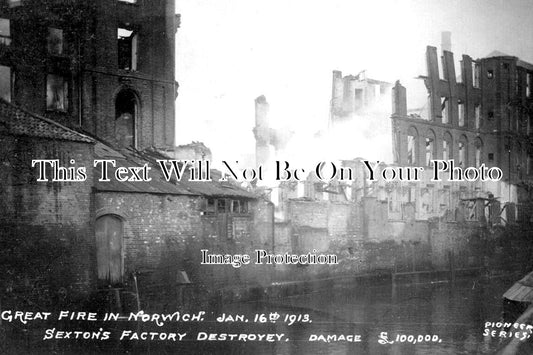 NF 3706 - Great Fire In Norwich, Sextons Factory, Norfolk 1913
