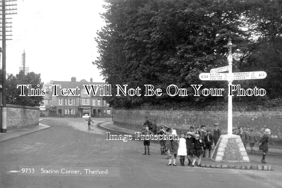 NF 3904 - Station Corner, Thetford, Norfolk c1928