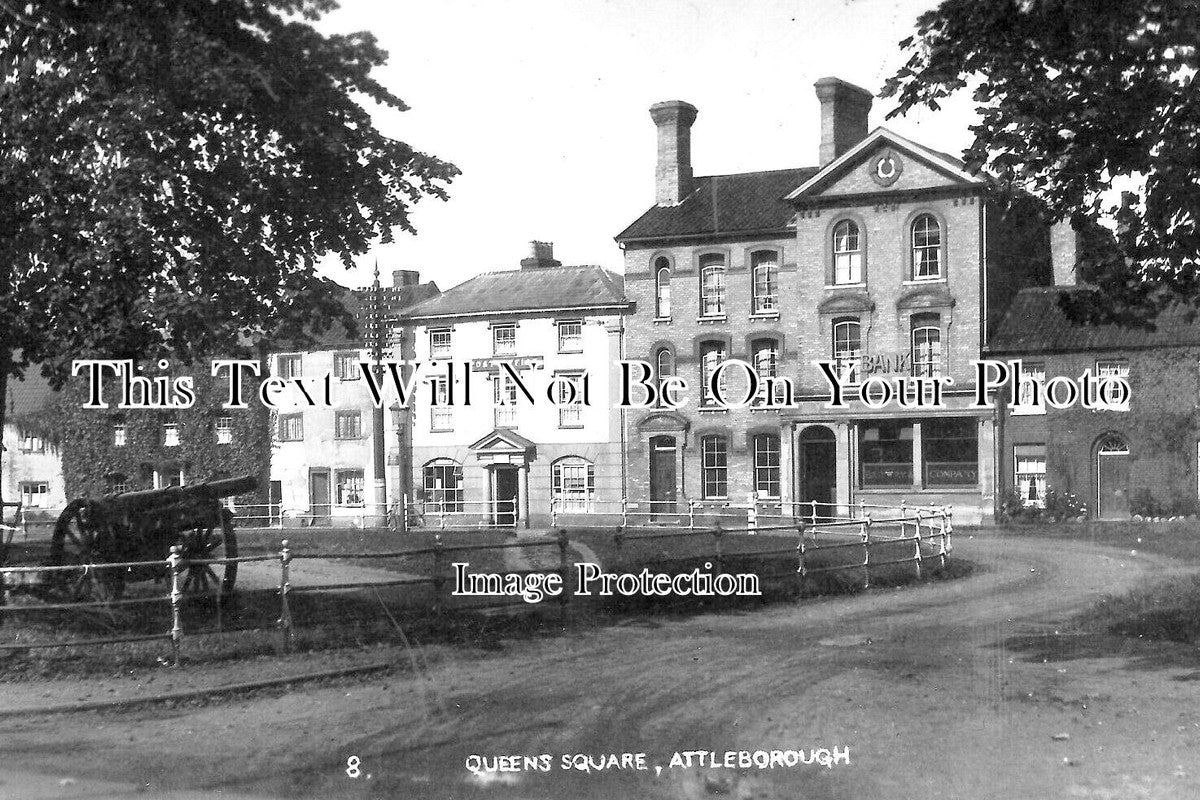 NF 3914 - Queens Square, Attleborough Post Office & Bank, Norfolk