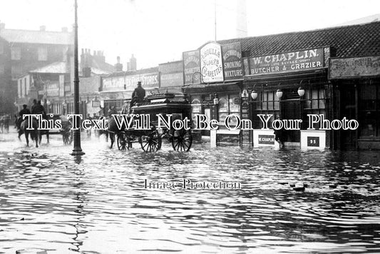 NF 4058 - W Chaplin Butcher Shop, Norwich Floods, Norfolk