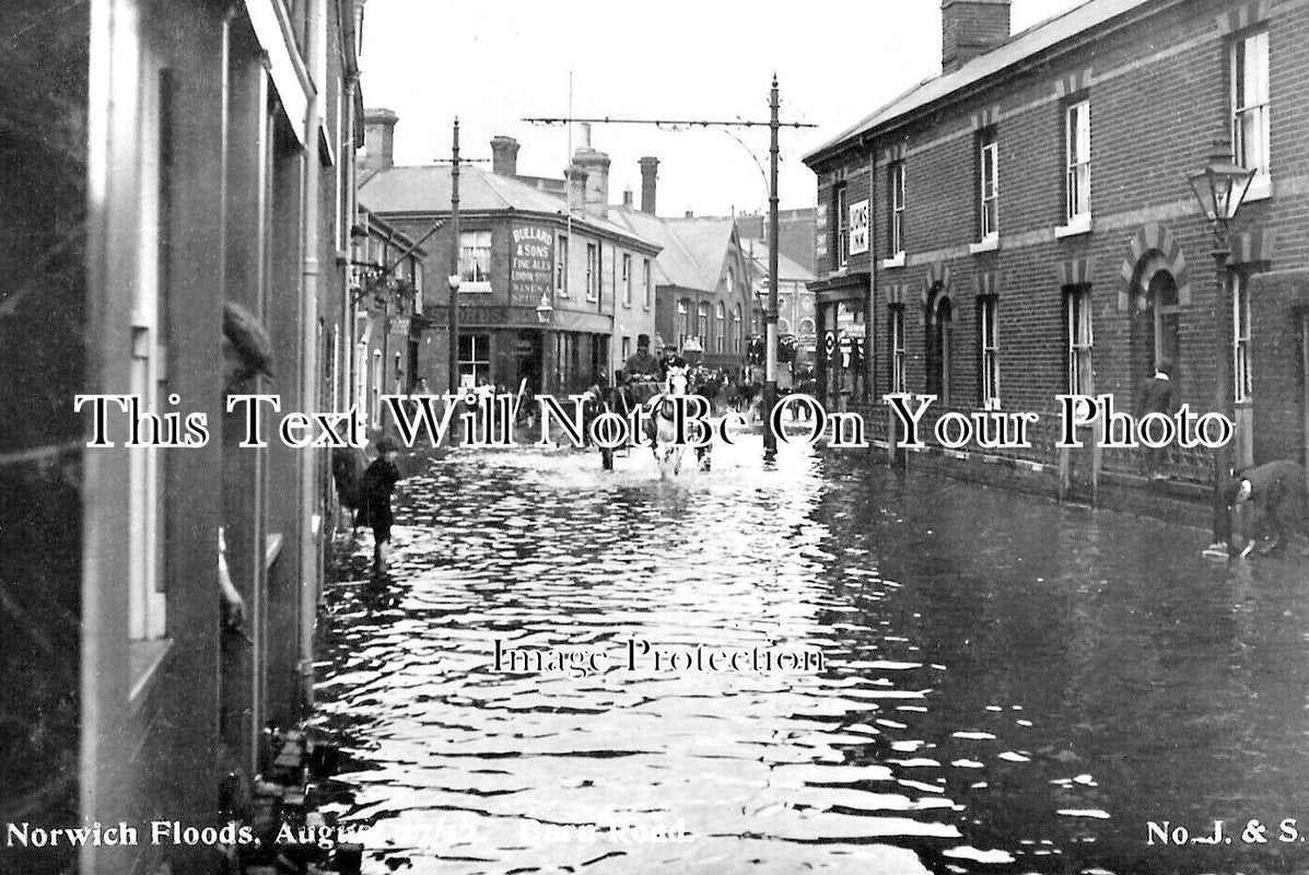 NF 4348 - Barn Road Floods, Norwich, Norfolk 1912