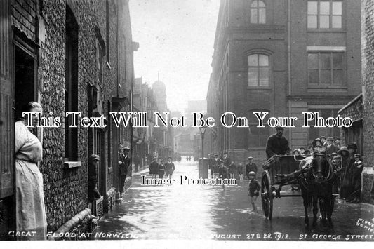 NF 481 - St George Street, Norwich Floods, Norfolk 1912