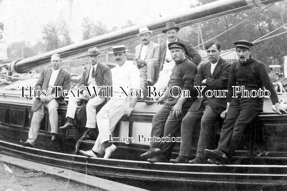NF 489 - Crew Of The Red Rover, Wroxham, Norfolk Broads 1914