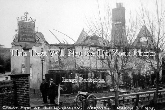 NF 510 - Great Fire At Old Lakenham, Norfolk 31st March 1908