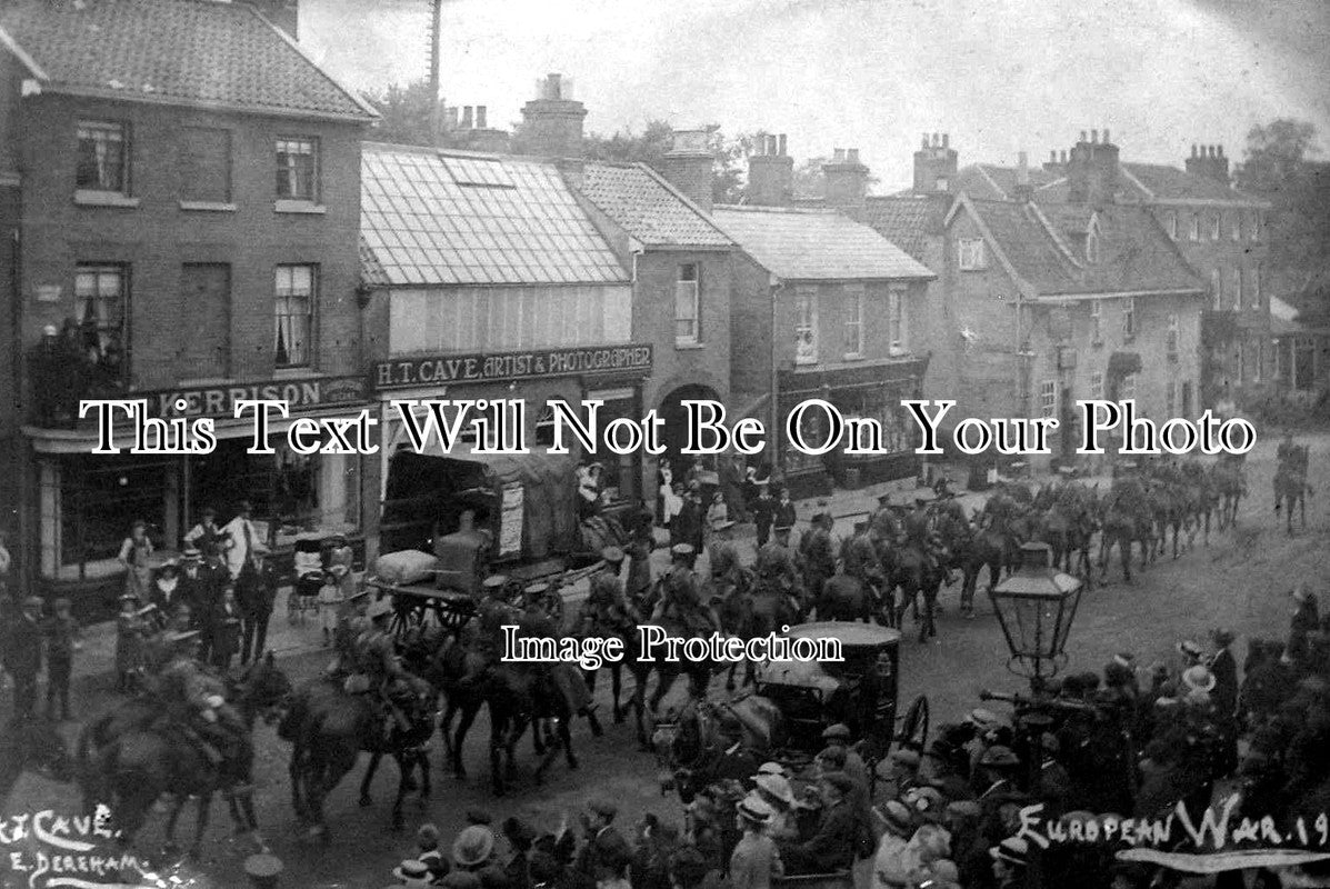 NF 661 - Soldiers Ride Through East Dereham, Norfolk 1914 WW1