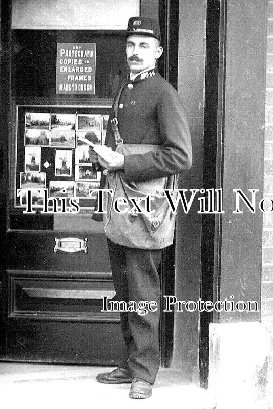 NH 1111 - Postman GPO 34 Outside Raunds Post Office, Northamptonshire