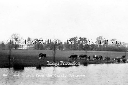 NH 1499 - Hall & Church From The Canal, Cosgrove, Northamptonshire