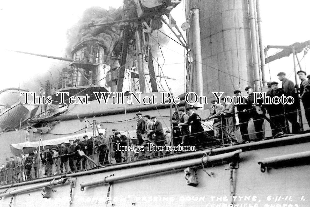 NO 1167 - HMS Monarch Passing Down The Tyne, Northumberland