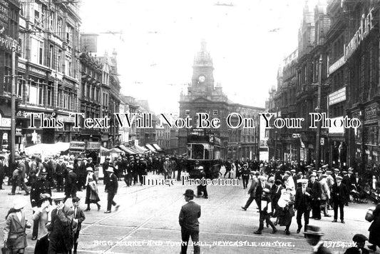 NO 1287 - Bigg Market & Town Hall, Newcastle Upon Tyne c1925