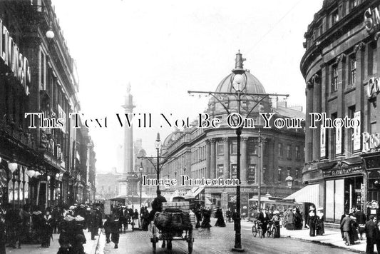 NO 1378 - Grainger Street & Greys Monument, Newcastle Upon Tyne c1911