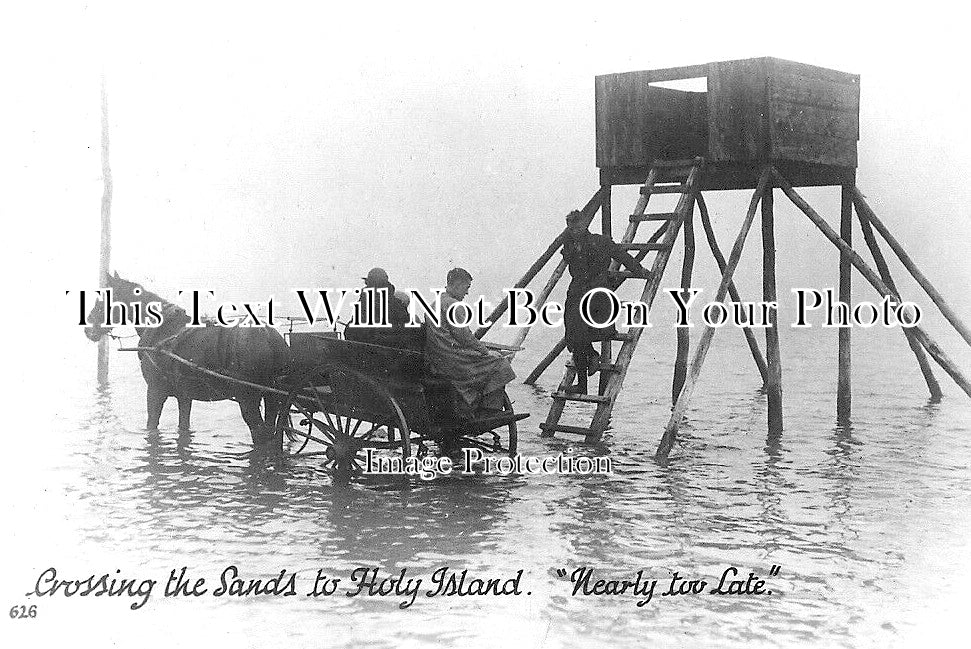 NO 1507 - Crossing The Sands To Holy Island, Northumberland