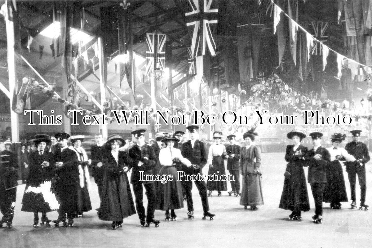 NO 1661 - Roller Skating Party, Exhibition Hall, Newcastle Upon Tyne c1908