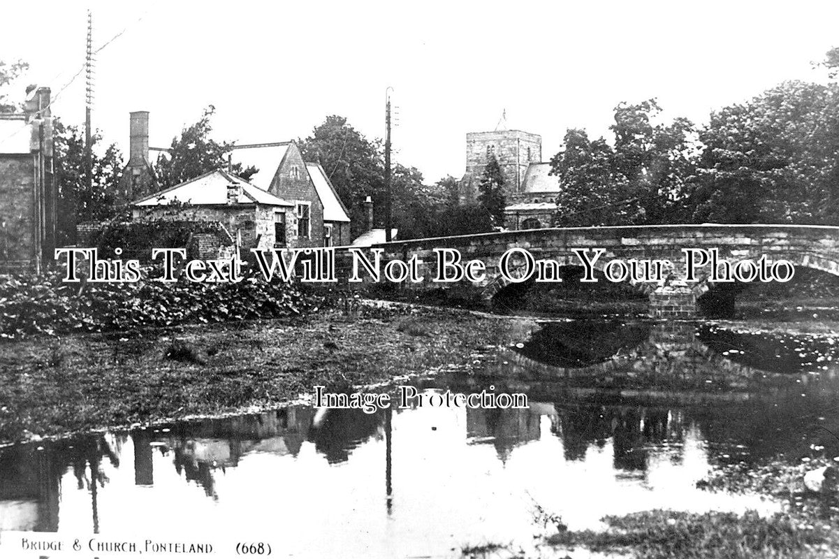 NO 1711 - The Bridge & Church, Ponteland, Northumberland c1915