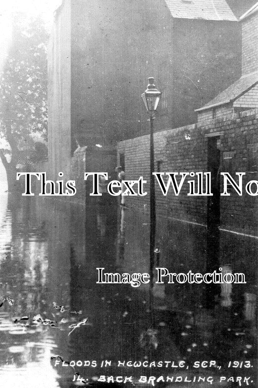 NO 1783 - Floods In Newcastle, Back Brandling Park, Northumberland c1913