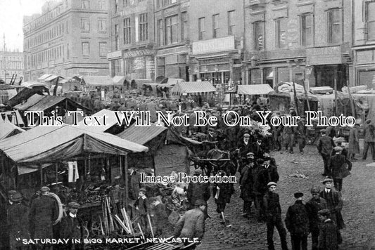 NO 1801 - Saturday In Bigg Market, Newcastle Upon Tyne, Northumberland c1916