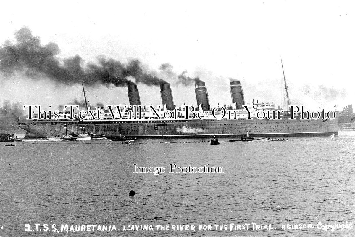 NO 1937 - SS Mauretania Leaving The Tyne, Newcastle Upon Tyne 1907