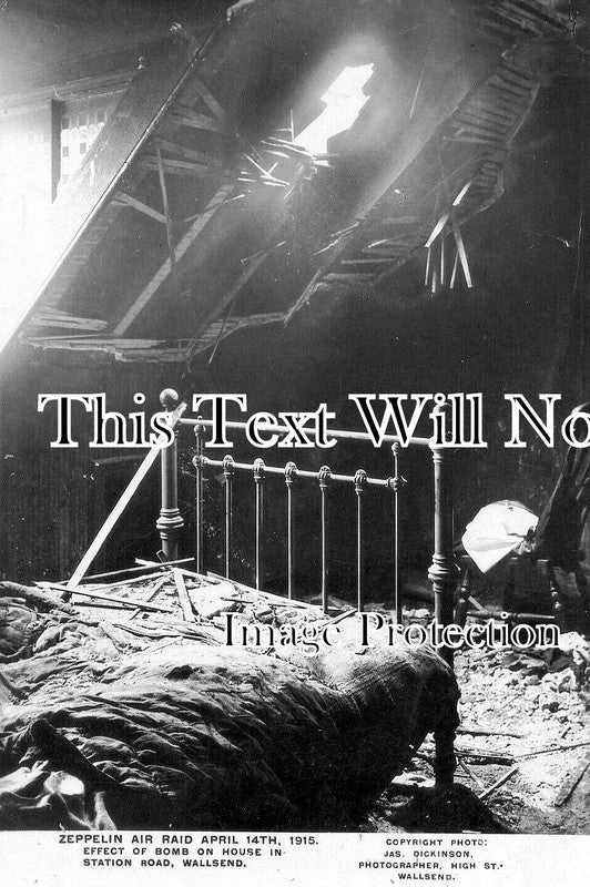 NO 2013 - Zeppelin Air Raid, Wallsend, Newcastle Upon Tyne 1915 WW1