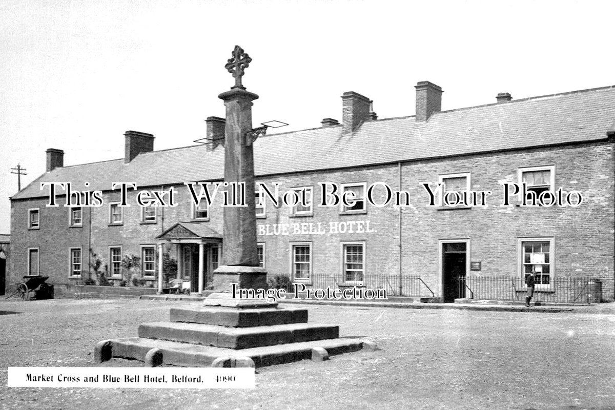 NO 2216 - Market Cross & Blue Bell Hotel, Belford, Northumberland