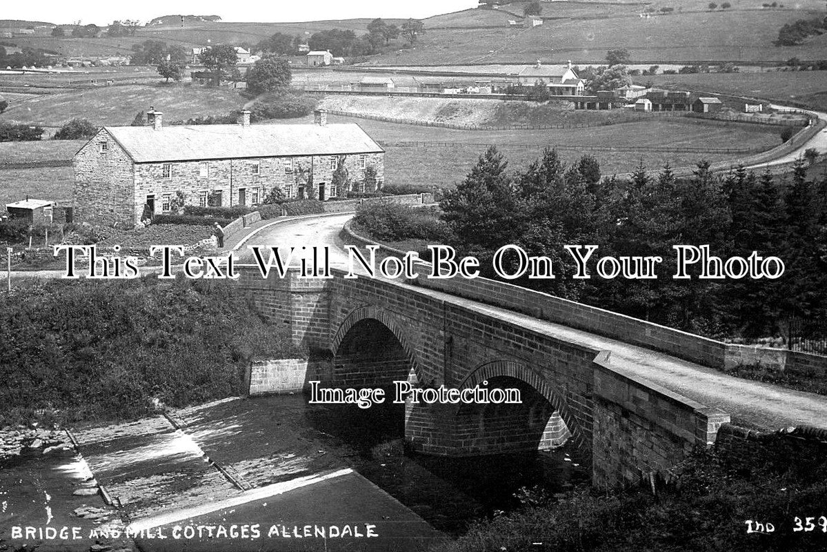 NO 2427 - Bridge & Mill Cottages, Allendale, Northumberland c1914