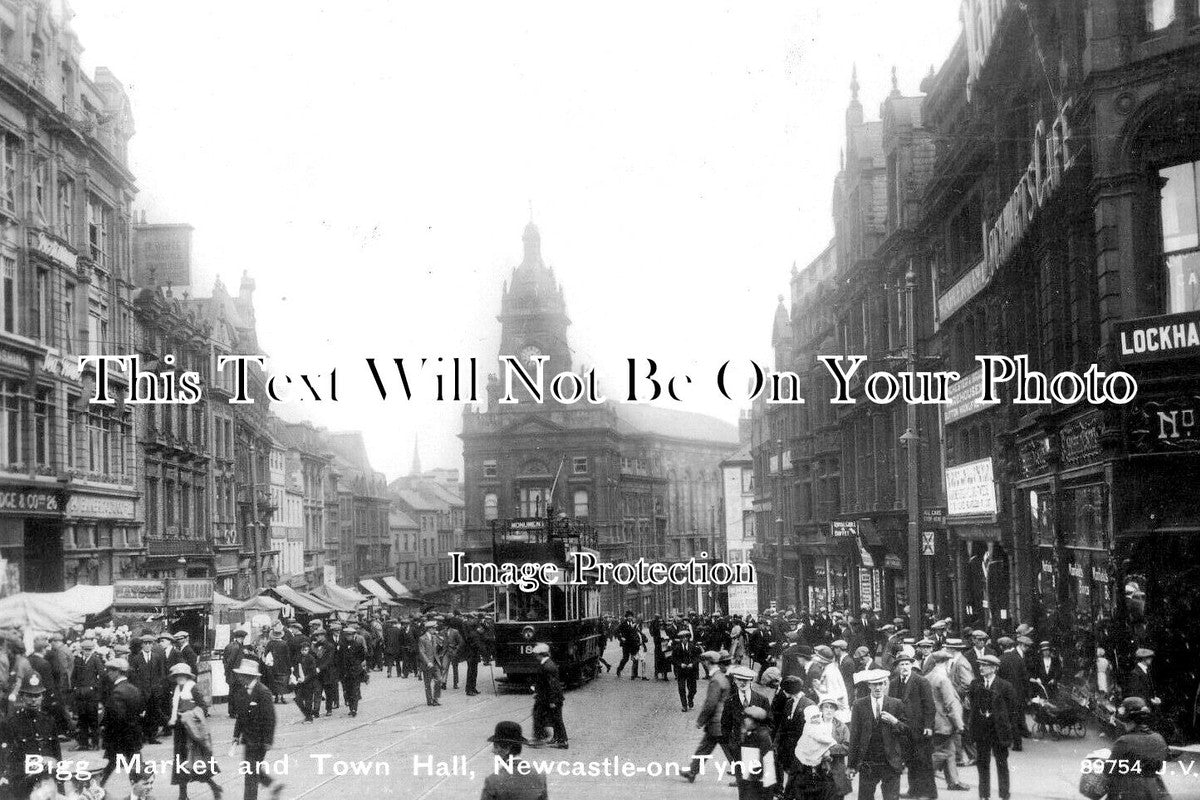 NO 2744 - Bigg Market & Town Hall, Newcastle On Tyne, Northumberland c1930