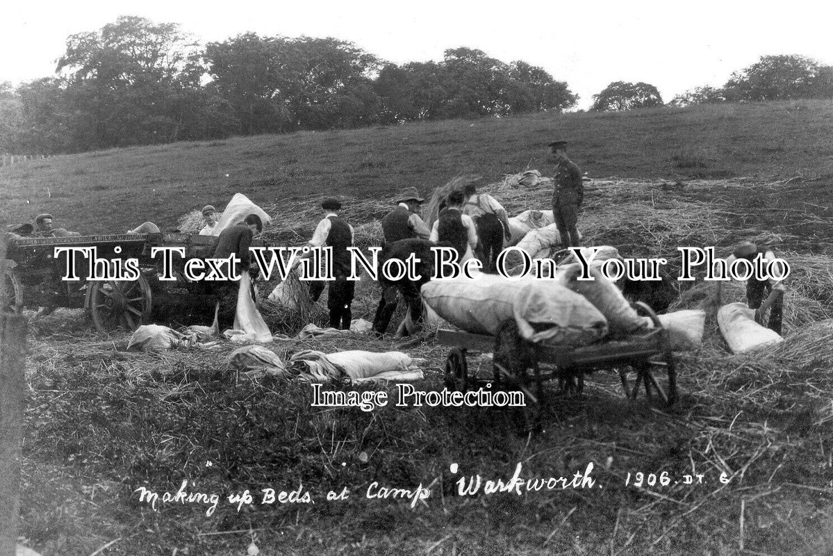 NO 2811 - Making Up Beds, Warkworth Military Camp, Northumberland 1906