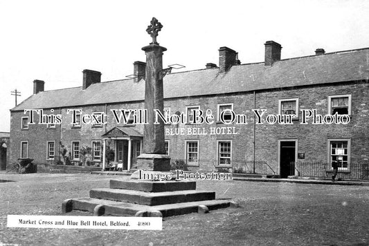 NO 2935 - Belford Market Cross & Blue Bell Hotel, Northumberland