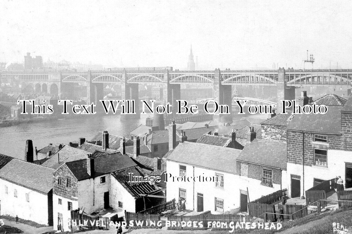 NO 3031 - High Level & Swing Bridges From Gateshead, Northumberland c1911