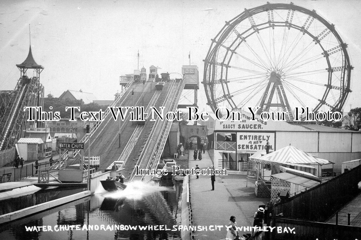NO 312 - Water Chute & Rainbow Wheel, Whitley Bay, Spanish City, Northumberland c1914