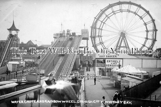 NO 312 - Water Chute & Rainbow Wheel, Whitley Bay, Spanish City, Northumberland c1914