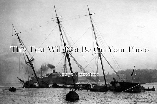 NO 576 - Wellesley R.N Training Ship, After Fire,  North Shields, Northumberland c1914