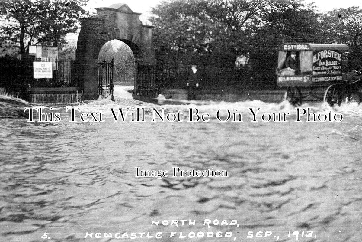 NO 627 - North Road Flooded, Newcastle, Northumberland c1913