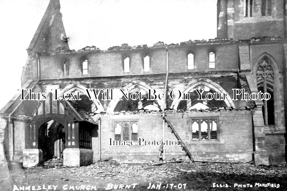 NT 1207 - Annesley Church After The Fire, Nottinghamshire