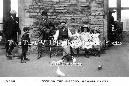 NT 1280 - Feeding The Pigeons, Newark Castle, Nottinghamshire c1909