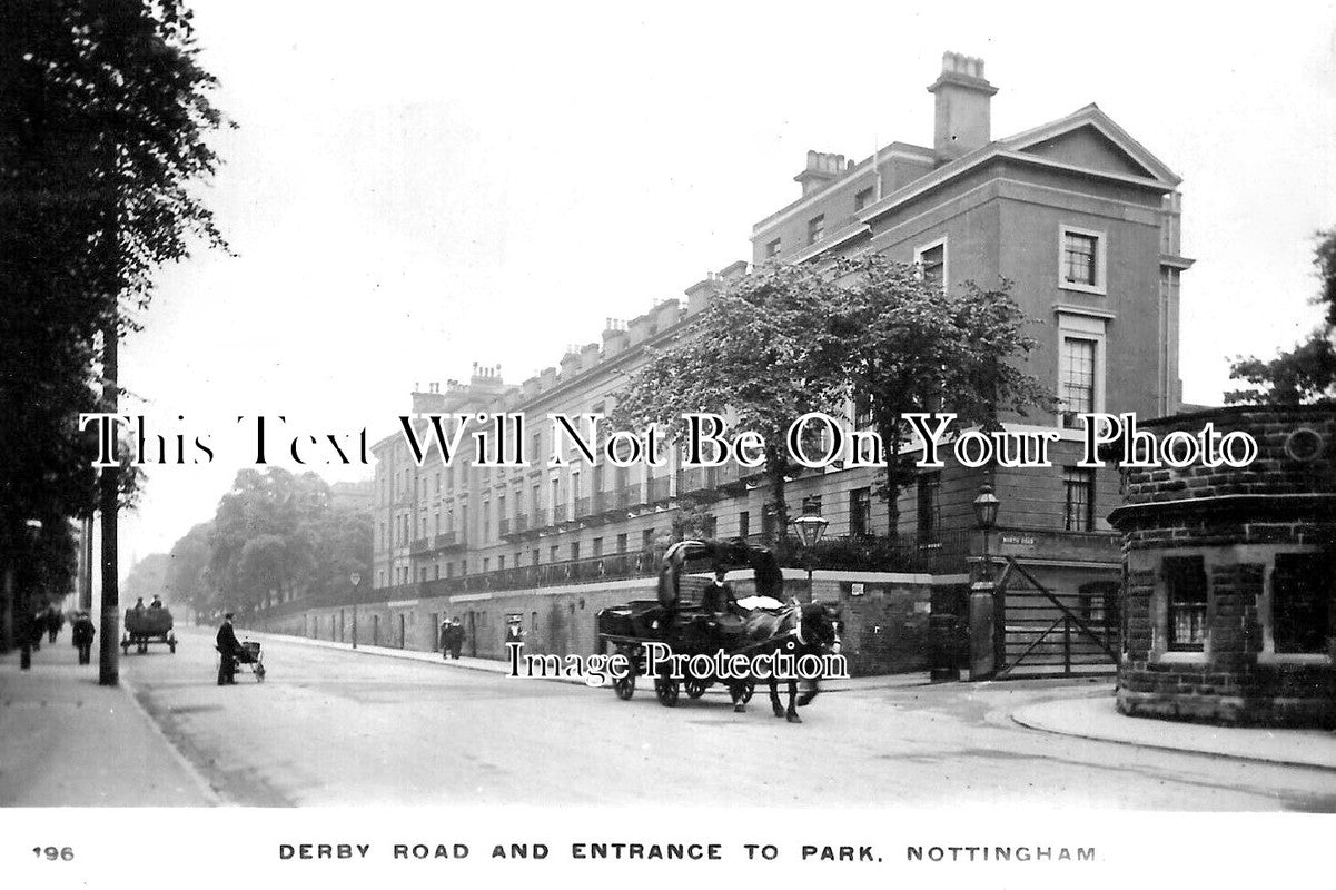 NT 1347 - Derby Road & Entrance To Park, Nottingham, Nottinghamshire c1915