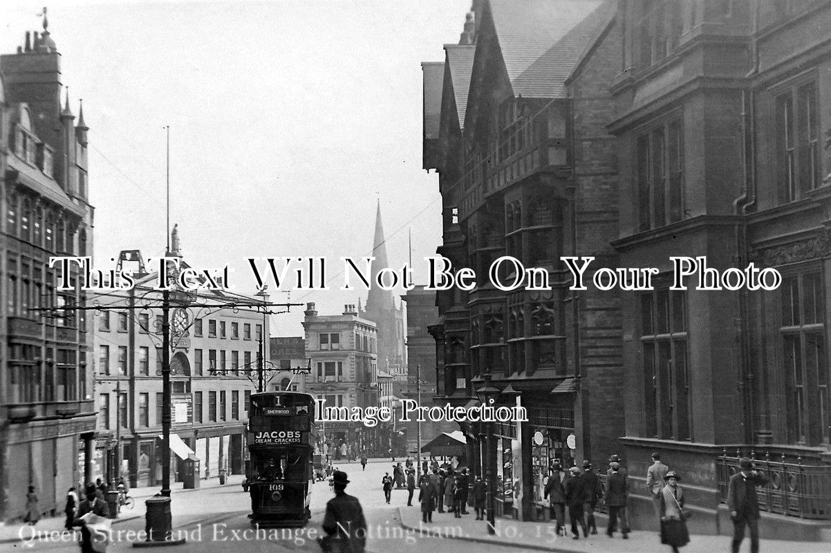 NT 139 - Queen Street & The Exchange, Nottingham, Nottinghamshire c1918