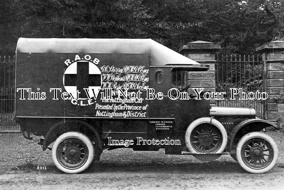 NT 1533 - Nottingham Ambulance Car, Nottinghamshire WW1