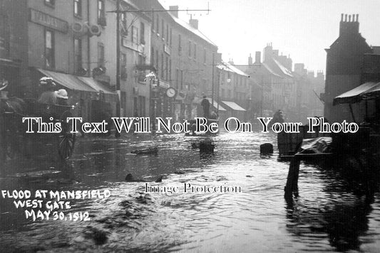 NT 1729 - Flood At Mansfield, West Gate, Nottinghamshire 1912