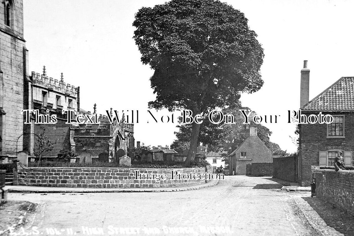 NT 1853 - High Street & Church, Misson, Retford, Nottinghamshire c1915