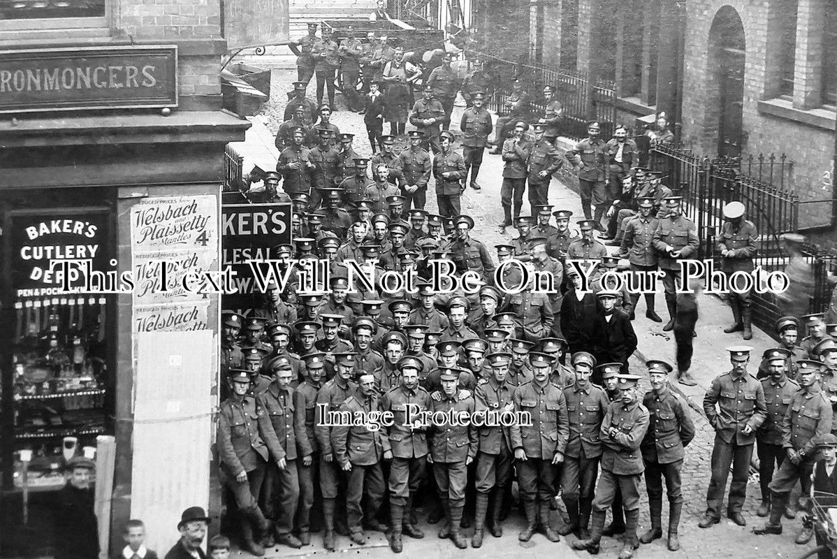 NT 288 - Soldiers On Goldsmith Street, Nottingham, Nottinghamshire c1911