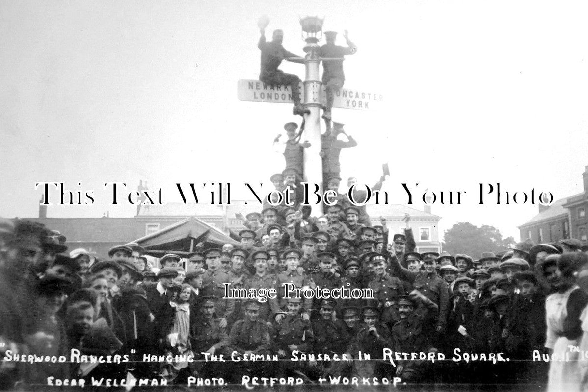 NT 714 - Sherwood Rangers In The Square, Retford, Nottinghamshire c1914