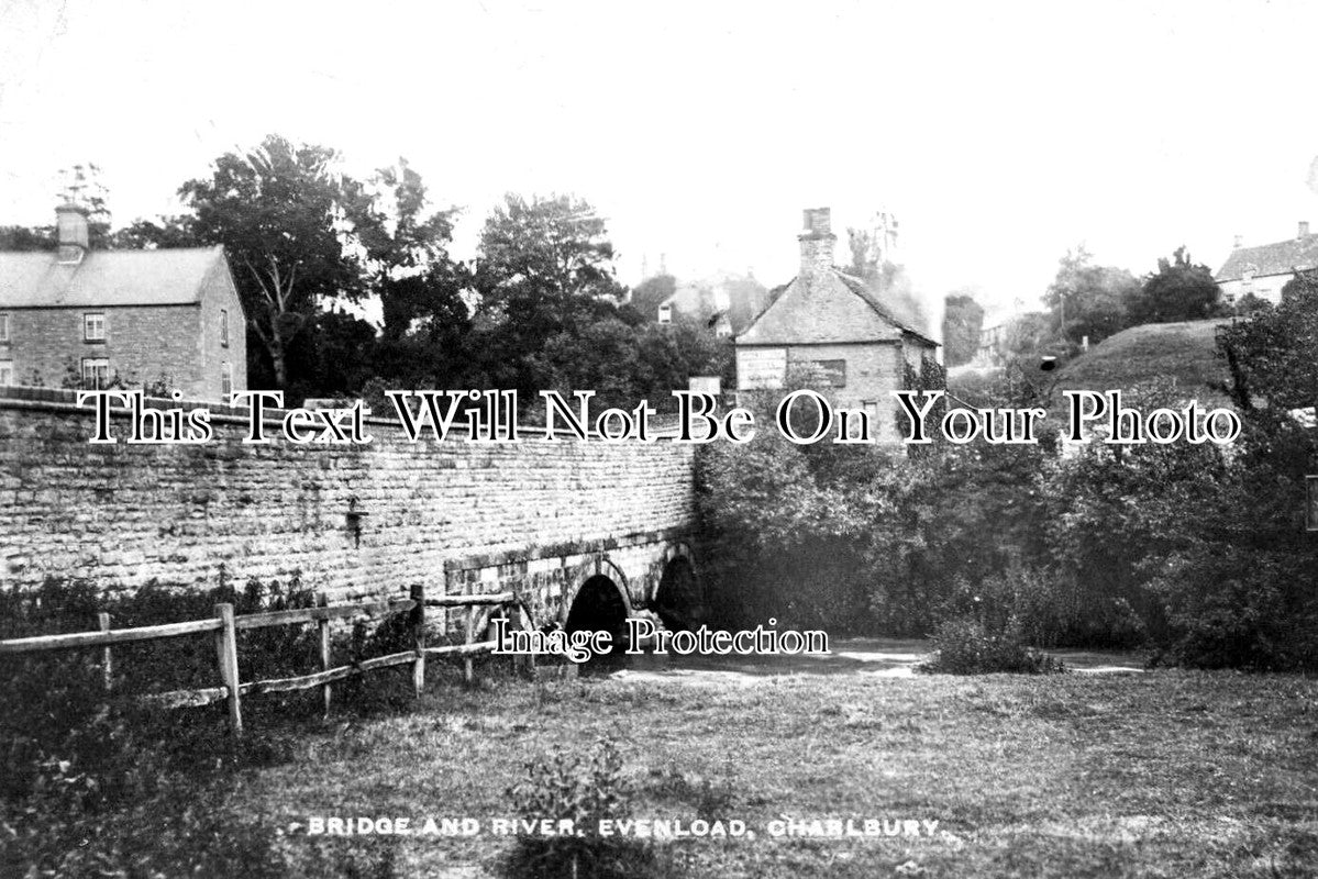 OX 1582 - Bridge & River, Evenload, Charlbury, Oxfordshire c1923