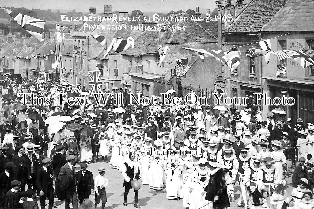OX 536 - Procession In The High Street, Burford Oxfordshire c1903