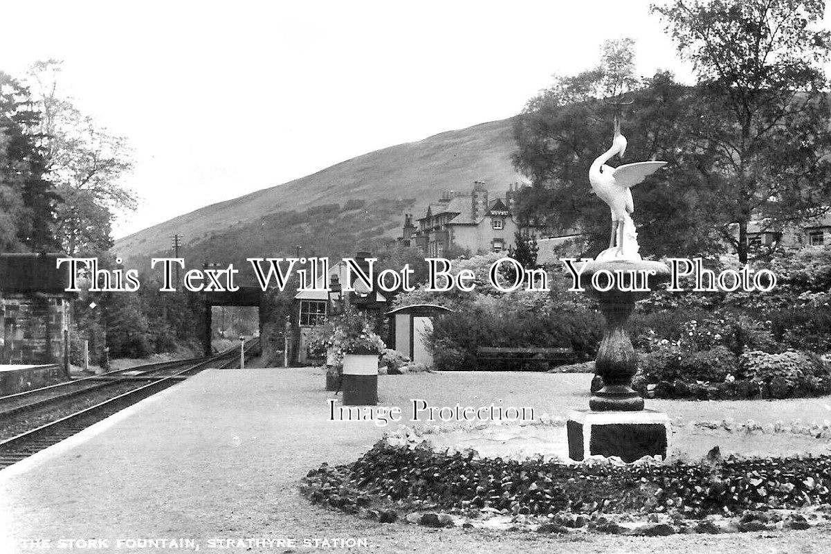 SC 1045 - The Stork Fountain, Strathyre Railway Station, Scotland