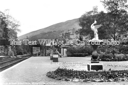 SC 1045 - The Stork Fountain, Strathyre Railway Station, Scotland