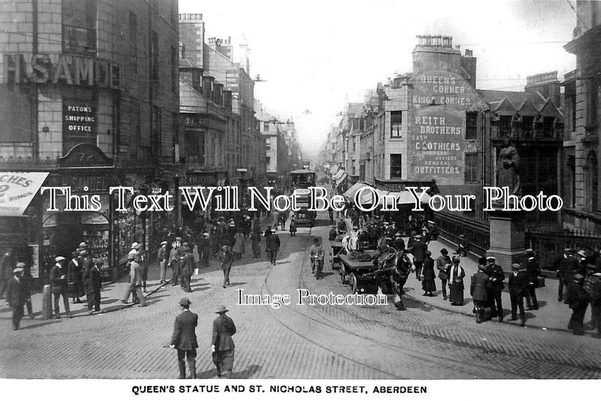 SC 1474 - Queens Statue & St Nicholas Street, Aberdeen, Scotland