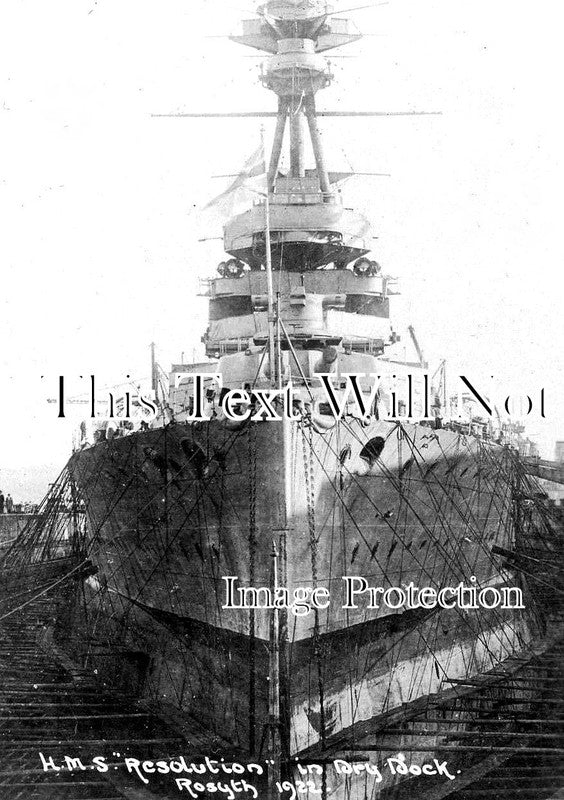 SC 202 - HMS Resolution In Dry Dock, Rosyth, Fife, Scotland c1922 – JB ...