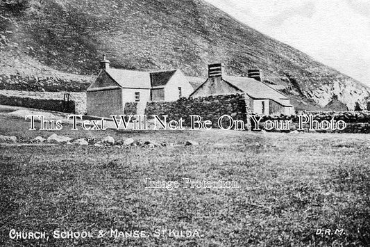 SC 2051 - Church, School & Manse, St Kilda, Scotland c1911