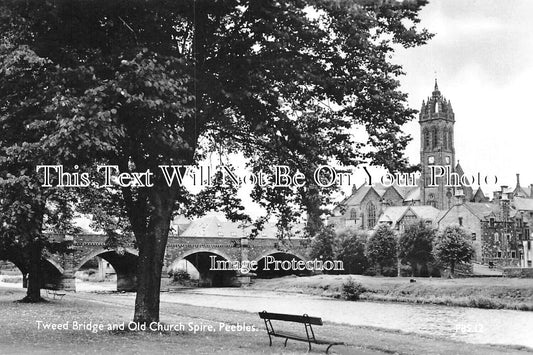 SC 3013 - Tweed Bridge & Old Church Spire, Peebles, Scotland