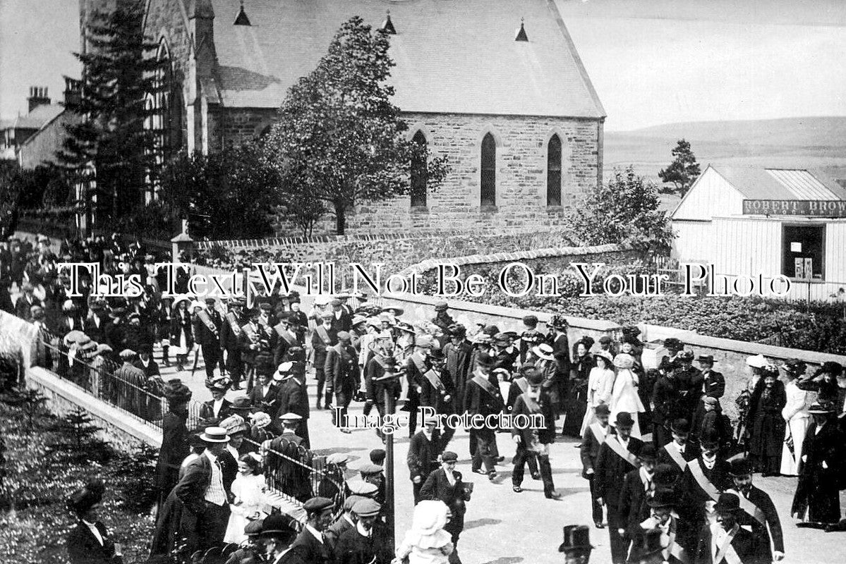SC 3522 - Masonic Procession, Insch, Aberdeenshire, Scotland c1920